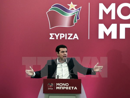 Ông Alexis Tsipras tại cuộc họp của đảng Syriza ở thủ đô Athens.